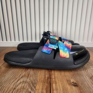 Chaco Chillos Slides Womens Sz 10 Black Tie Dye Colorful Beach Sandals JCH108782